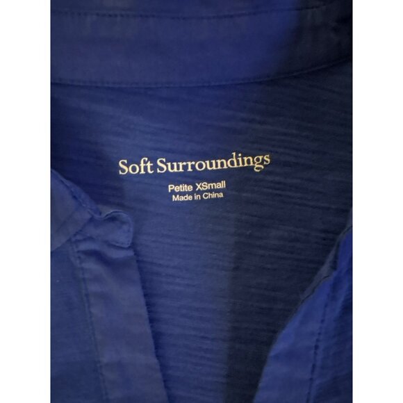 Soft Surroundings Blue Button-Down 100% Cotton Top Size X-Small Petite - Picture 3 of 6